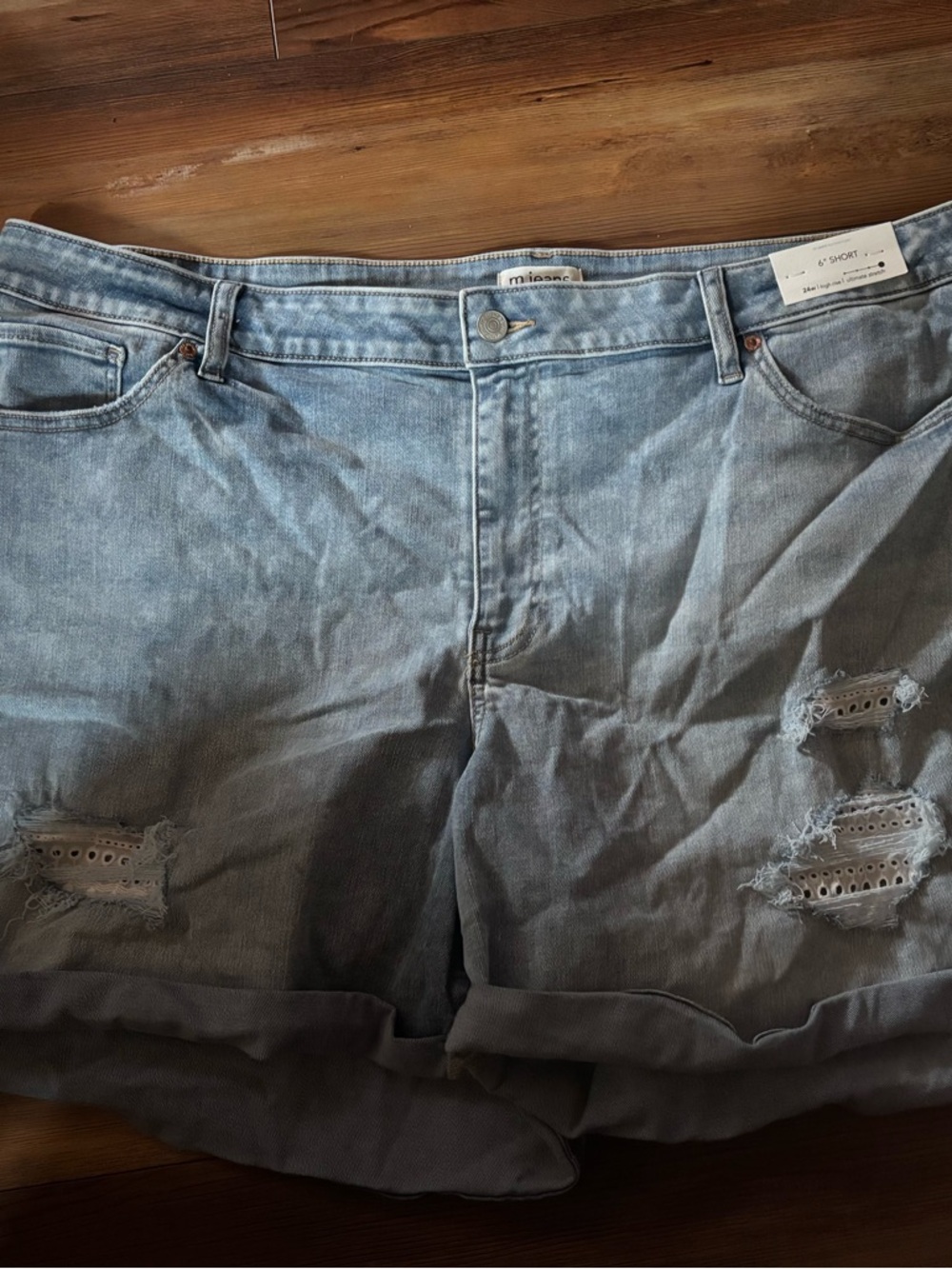 Maurices Light Blue Distressed Jean Shorts